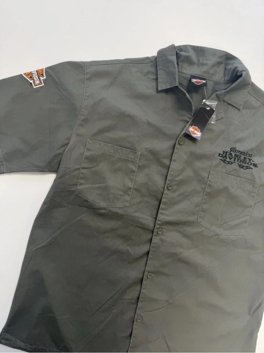 NWT Harley Davidson Embroidered Jamaica Button Up Shirt Sleeve Shirt Mens XL